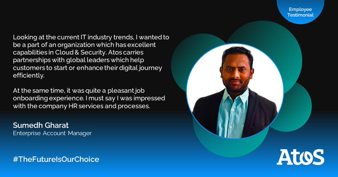 We welcome Sumedh Gharat, who has joined as a Enterprise Account Manager at Atos...