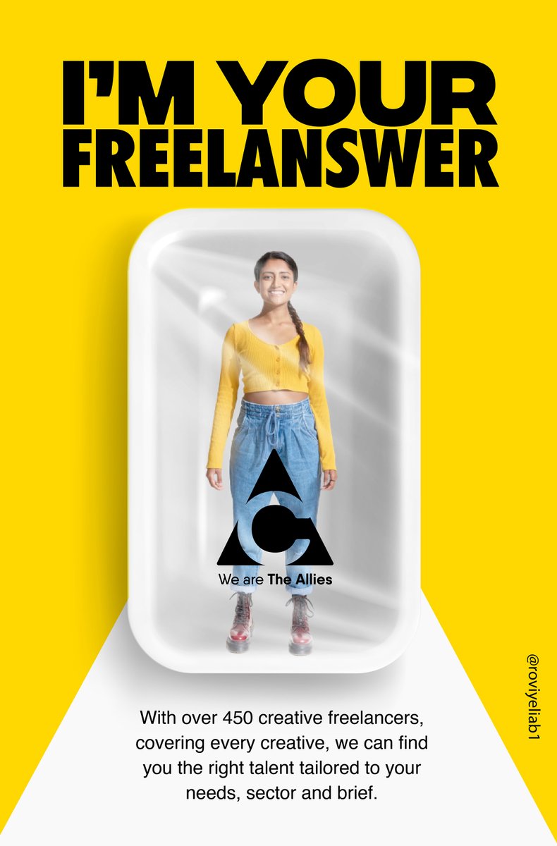 roviyeliab1's tweet photo. I'm your 'freelanswer'
Create posters to promote @WeAre_TheAllies
 and their vast army of Creative talent!! #WeAreTheAllies @OneMinuteBriefs https://t.co/So7jAMvSdm