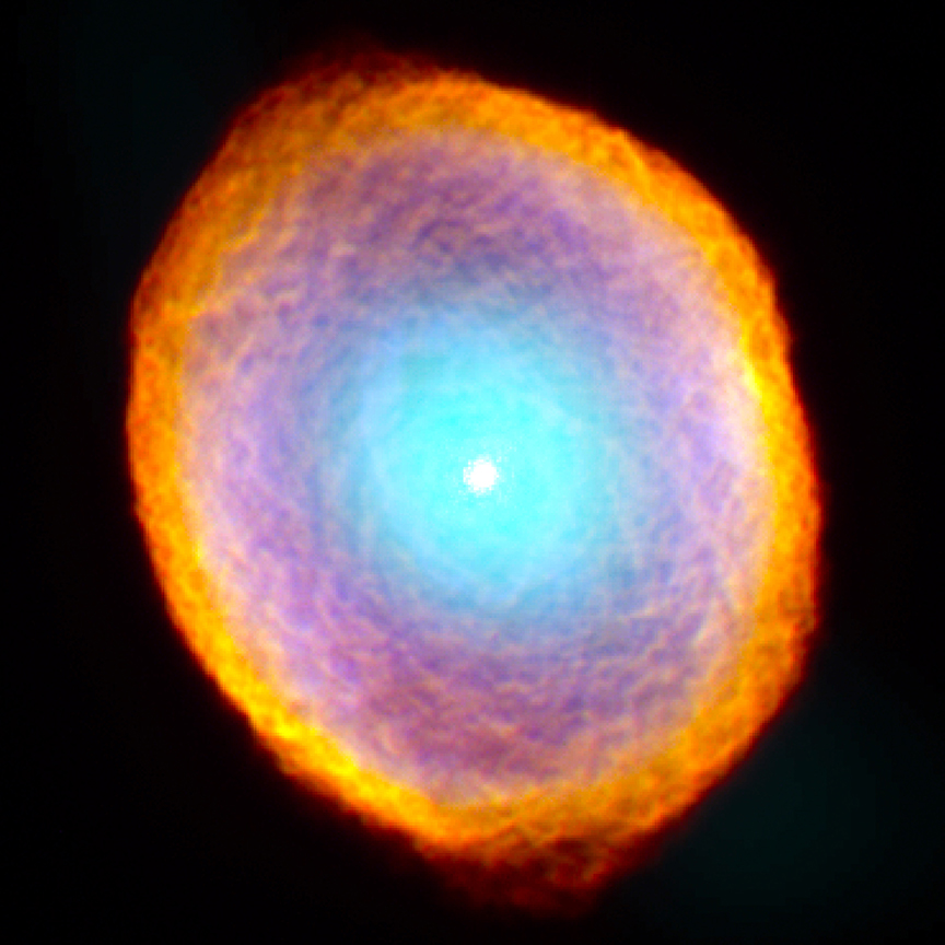 Two views are better than one! 

This image of the Spirograph Nebula combines visible light data from Hubble and X-ray data from <a href="/chandraxray/">Chandra Observatory</a> (seen in cyan).

Discover more: go.nasa.gov/3pZWbhy
