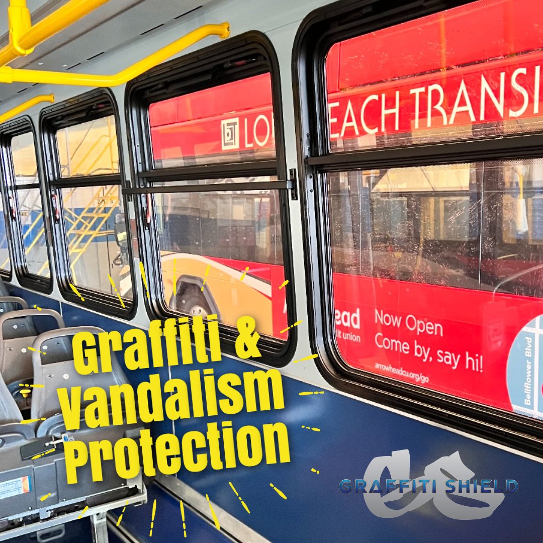 graffitishield's tweet photo. Protect your bus fleet from graffiti and vandalism with our Glass Shield Multi-Layer anti-graffiti film. Once a window is vandalized, quickly remove the top layer, reveling a clean surface underneath. #graffitishield #vandalism #graffiti https://t.co/HEcs7UMliG