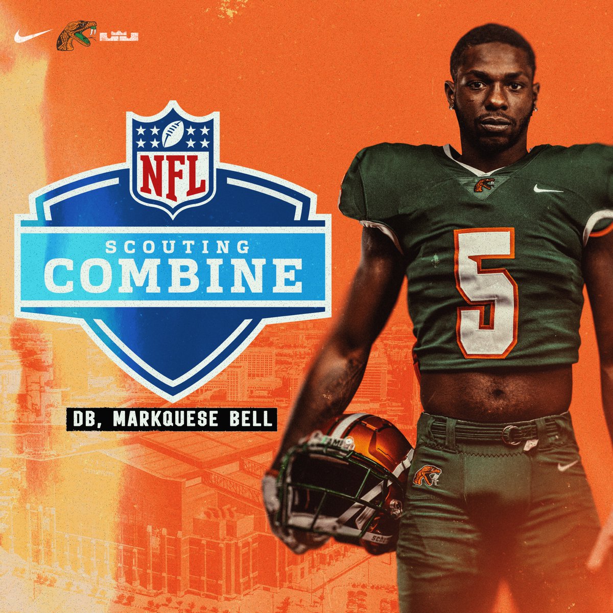 Congratulations to Markquese Bell (<a href="/MarkqueseB/">Markquese Bell</a>) on being invited to the <a href="/NFL/">NFL</a> Scouting Combine!

All your dreams can come true at FAMU!

#FAMU | #Rattlers | #LeaveNoDoubt
