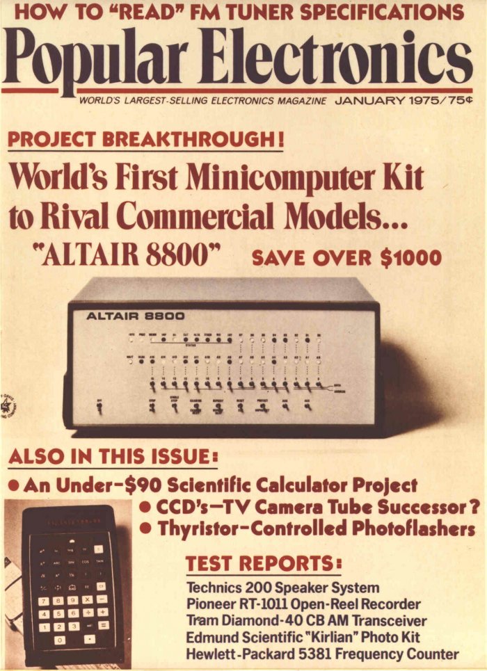 espaceturing's tweet photo. #CeJourLa 6 janvier 1975 :  L’Altair 8800 en couverture de #PopularElectronics #Computer #DigitalHistory https://t.co/zHIB1f8NCa https://t.co/7ptZ9u6yjz