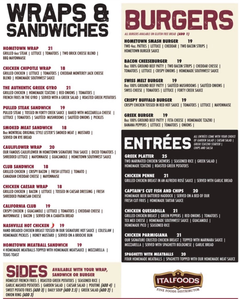 HometownSportsG's tweet photo. New Year, new updated menu!✨ We look forward to serving you dinner tonight! 😋

*Weekly specials not available during lockdown, thank you!*

#ottawa #ottawafood #ottawarestaurants #613food #613resraurants #supportsmallbusiness #supportlocalottawa https://t.co/PN3GW9UCXI