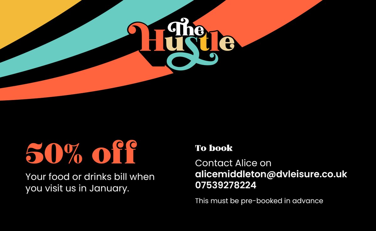Welcome back! I hope you all had a lovely festive break and a happy NY

We are looking forward to new offers &amp; events in 2022

If you're like me and not taking part in dry January we have a great offer from 
<a href="/TheHustle/">The Hustle</a>  - 50% off food or drinks bill when you visit in January.