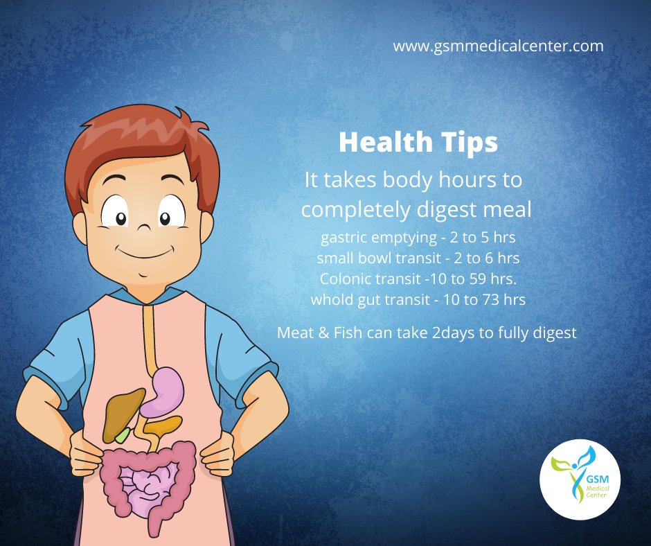 GsmMedical's tweet photo. Although it only takes you a few minutes to eat a meal, it takes your body hours to completely digest the food.
 
Follow --------gsmmedicalcenter.com
Credit ------Healthline
#Healthfact #eatmeat #eatfood #eat #body #digest #digestfood #lifestyle #lifestyledubai https://t.co/USTlkRFRBf