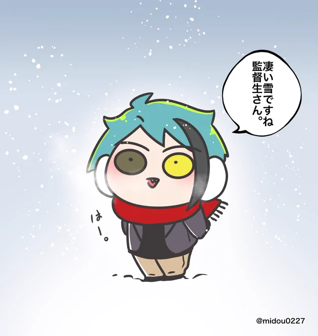 ちびジェと雪だるま⛄️🐬 