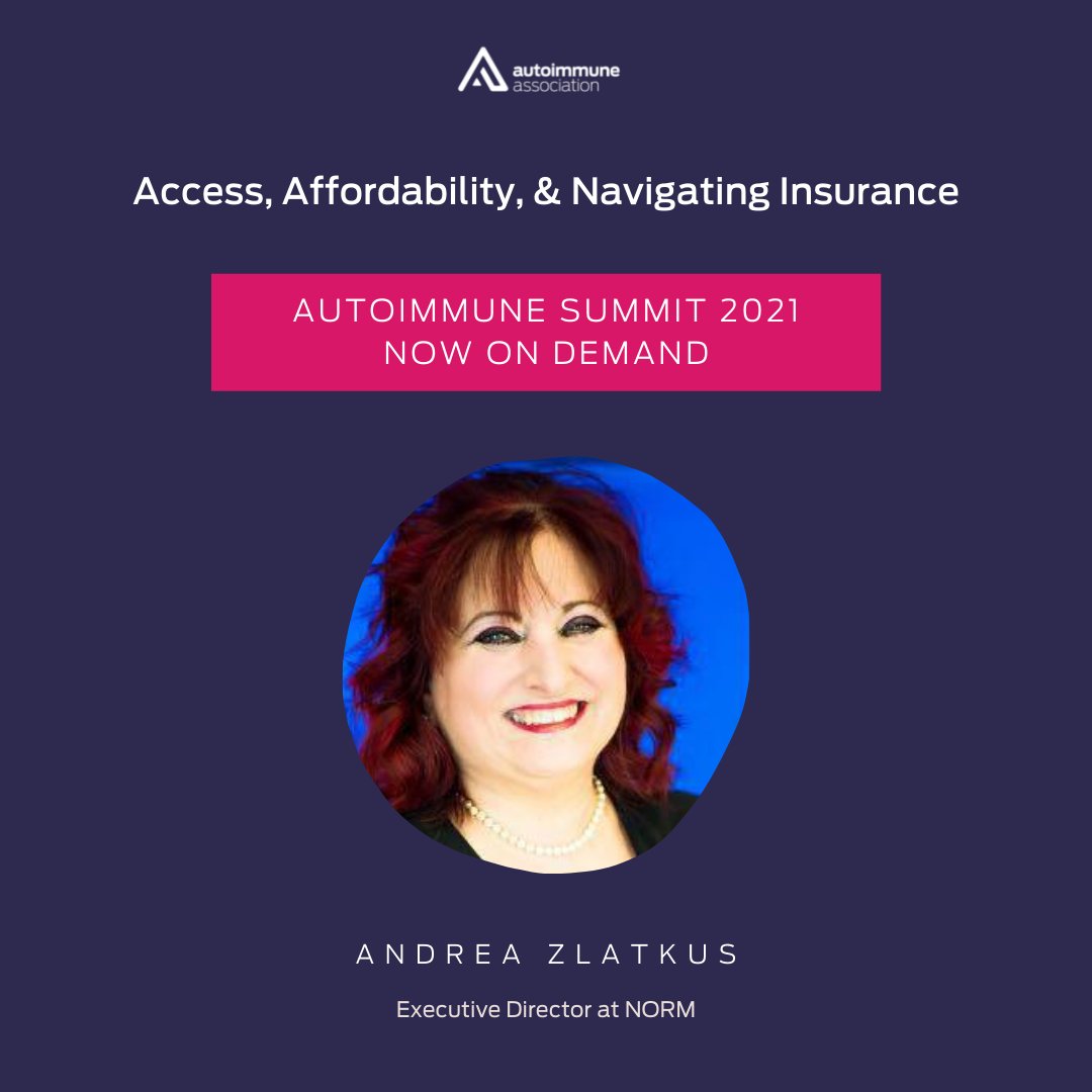 AutoimmuneAssoc's tweet photo. It’s no secret that health insurance can be complex to navigate as an autoimmune patient. That’s why Andrea Zlatkus, Executive Director at NORM, dives into access, affordability, and navigating insurance at our #AutoimmuneSummit. Listen here: https://t.co/PpjRrDYn0G https://t.co/7iGGWGfWWI
