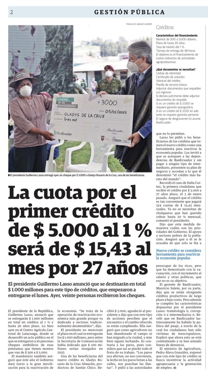 GaloLaraY's tweet photo. Cerramos el pasado y abrimos el futuro, para que tengan su propio negocio, @LassoGuillermo cumplió su oferta de campaña con la entrega de créditos al 1% a 30 años plazo, me dijo un joven emprendedor en 3 años lo pago !!! @CFN_ECUADOR @BanEcuadorBP https://t.co/Cci5V7xWqU
