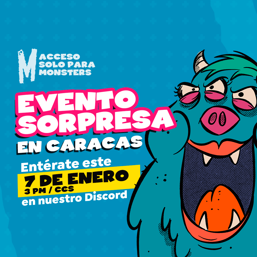 ComedyMonstersC's tweet photo. 🔥 ¡Monsters! Este viernes 7 de enero a las 3 pm / CCS les daremos una monstruosa sorpresa por Discord.

📍 Dinámica divertida
📍 Regalo monstruoso (boletos para un evento sorpresa el 9 de enero en Caracas)

📍PD: acceso solo para Monsters https://t.co/PxAQkPuVi5