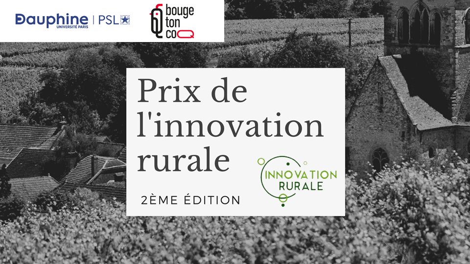 ANCTerritoires's tweet photo. Vous avez innové pour améliorer le quotidien des habitants &amp; pro du monde rural 🏡 (🙏services aux publics, tiers-lieux, 💻numérique, 🥦alim, 🎭culture..) ?
🏆 Candidatez au @prixrurale de @Paris_Dauphine &amp; @BougeTonCoq (soutien ANCT) !

16 janv 🔚 sur  https://t.co/2lyruy23Uo https://t.co/QMzCPoZmCi