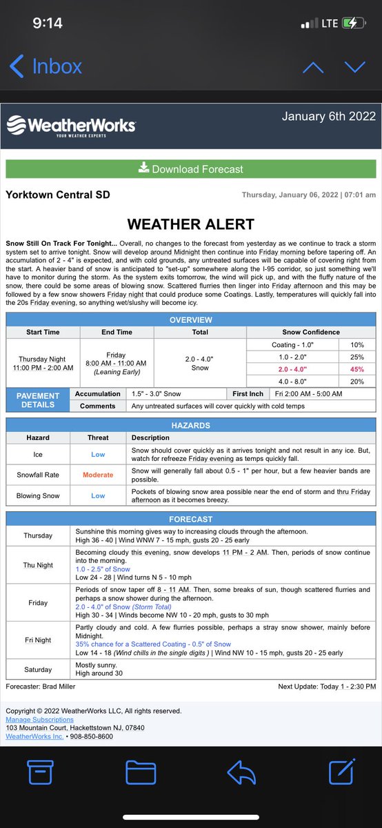Current forecast for YCSD