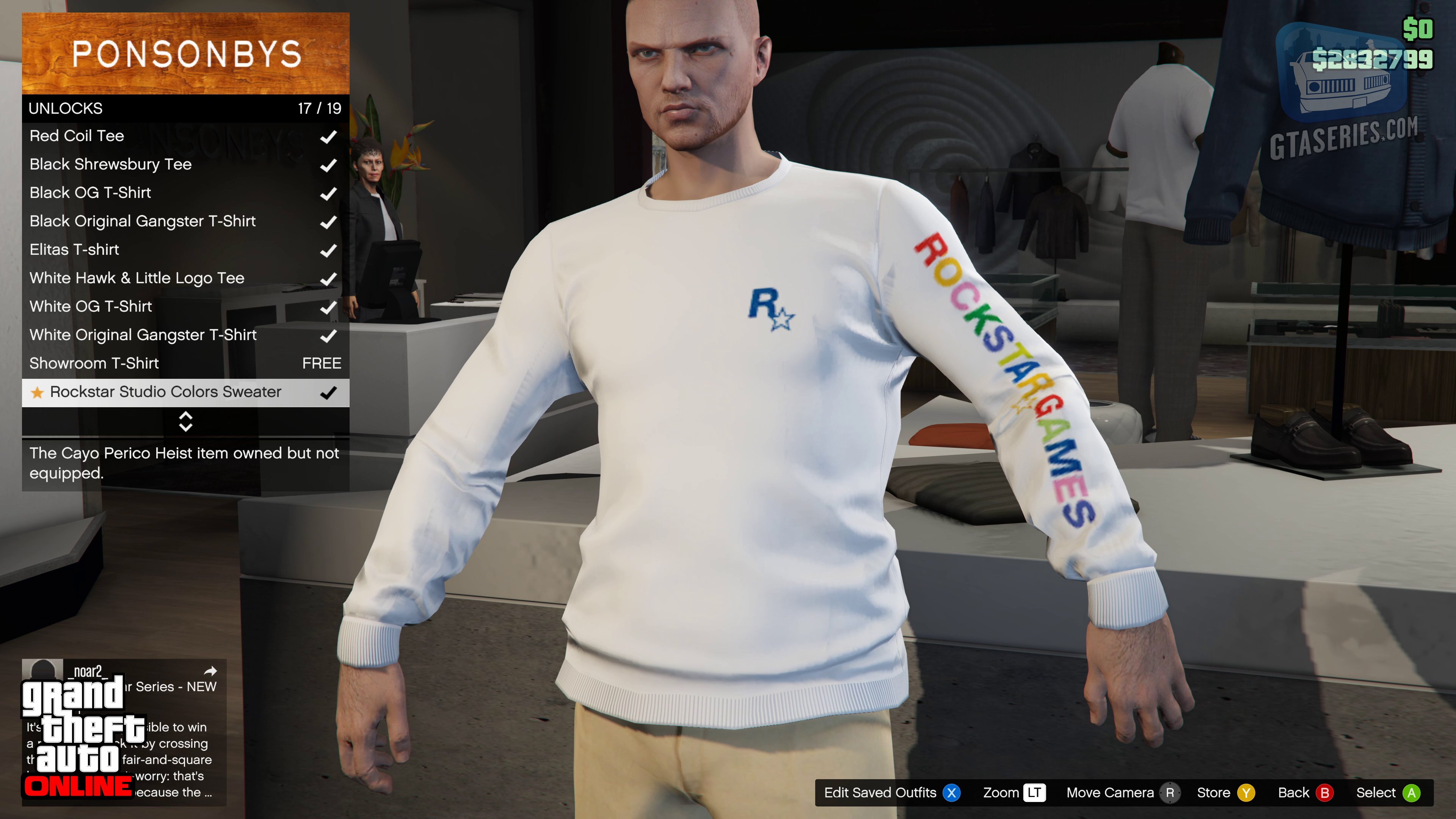 GTA Series Videos on X: Log into #GTAOnline and visit the Record A Studios  to unlock the Rockstar Studio Colors Sweater. If the studio isn't  available for you yet, ask someone who