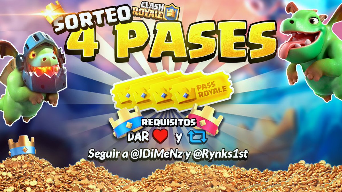 IDiMeNz's tweet photo. SORTEO!!!!!! NO DE 1 NI DE 2 SINO DE 4 PASES DE #ClashRoyale !!!!!!! ❤⭐❤⭐
Requisitos:
⭐Seguir a @Rynks1st y a mi
⭐ Dar ❤ &amp;🔁
Y con eso estarás participando!!!! 
Ganador se dará a conocer el 12 de enero!!!!
Si llegamos a 133RT🔁 Y 133❤ SE VIENE SORTEO MASIVO!!!!! https://t.co/JWejYN4AUQ