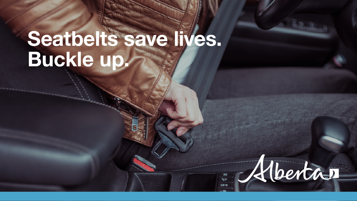 Wear your #seatbelt – it increases the chance of surviving a collision by up to 50%.  Please #BuckleUp. #ABRoads