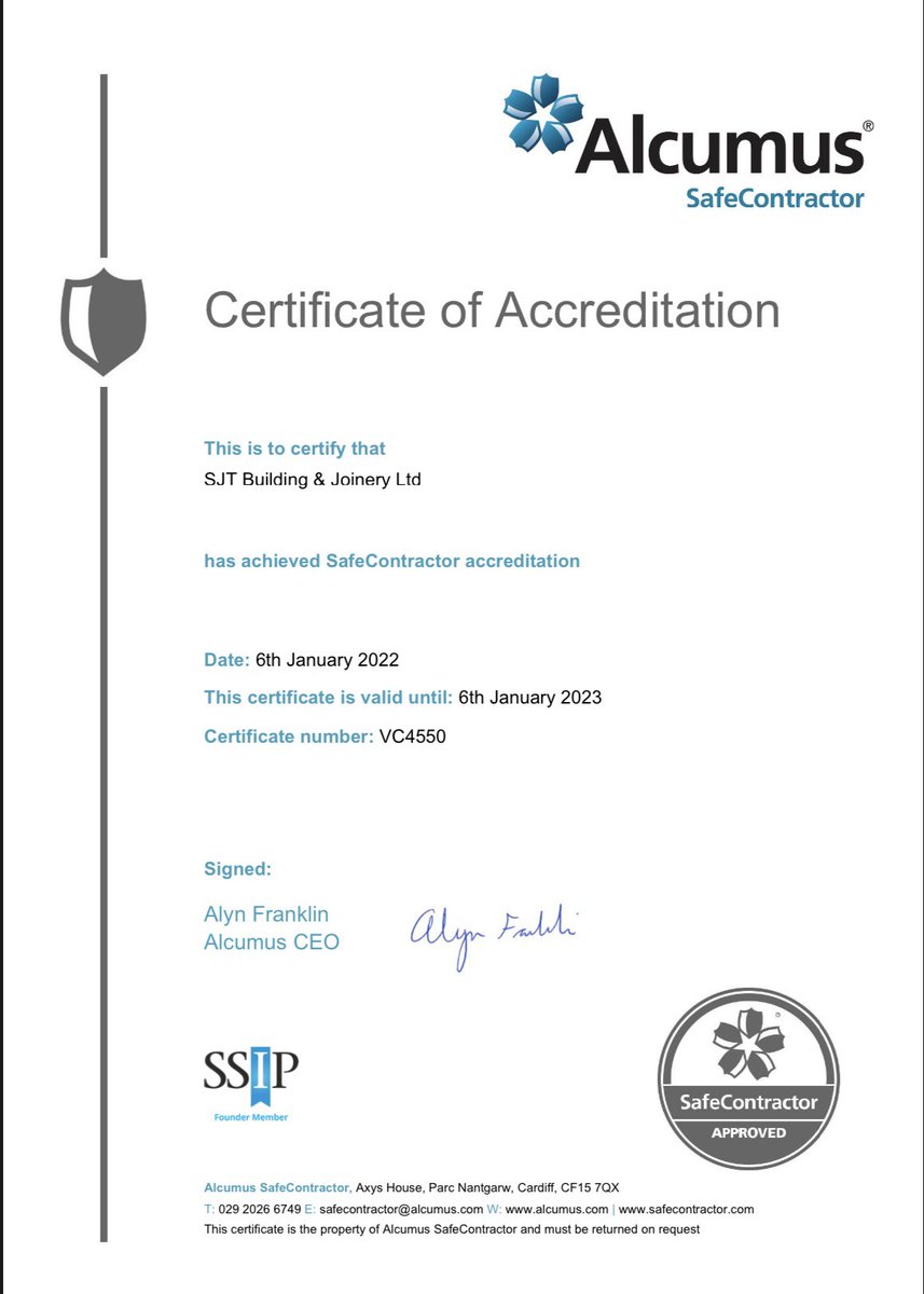 We are please to add to our ongoing accreditations <a href="/safe_contractor/">Alcumus SafeContractor</a> #construction #healthandsafety