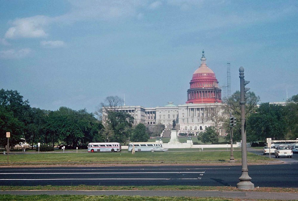 DcFlashbacks's tweet photo. A red Capitol Dome! In late 1959 through 1960, the Capitol Dome underwent a significant repair and restoration effort (requiring a temporary red protective rust coating). #Capitol #CapitolDome #DC #WashingtonDC #Restoration https://t.co/6aVYGKJdjj