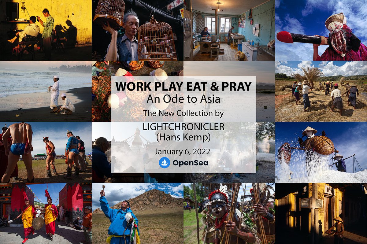 lightchronicler's tweet image. WE ARE LIVE! Work Play Eat &amp;amp; Pray, my first collection minted on my own contract is now fully listed. This is the Asia I love and the place I've called home for 3+ decades. In under 2 hrs there's a @Lighthouse_Show where we'll go deep. Come join us! opensea.io/collection/wor…
