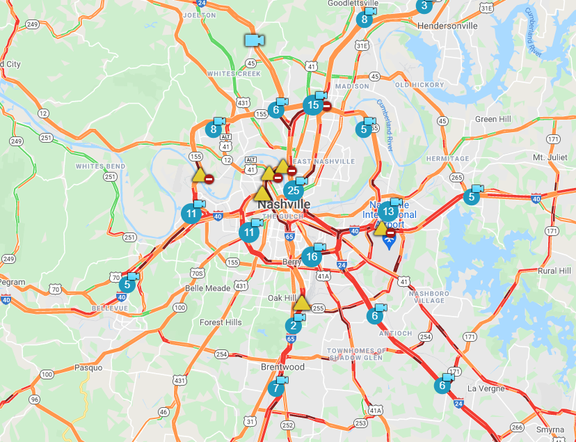 Nashville Tn Traffic Map Deteriorating Quickly': Snow Storm Blankets Tennessee Roads, Caution Urged  | Wztv