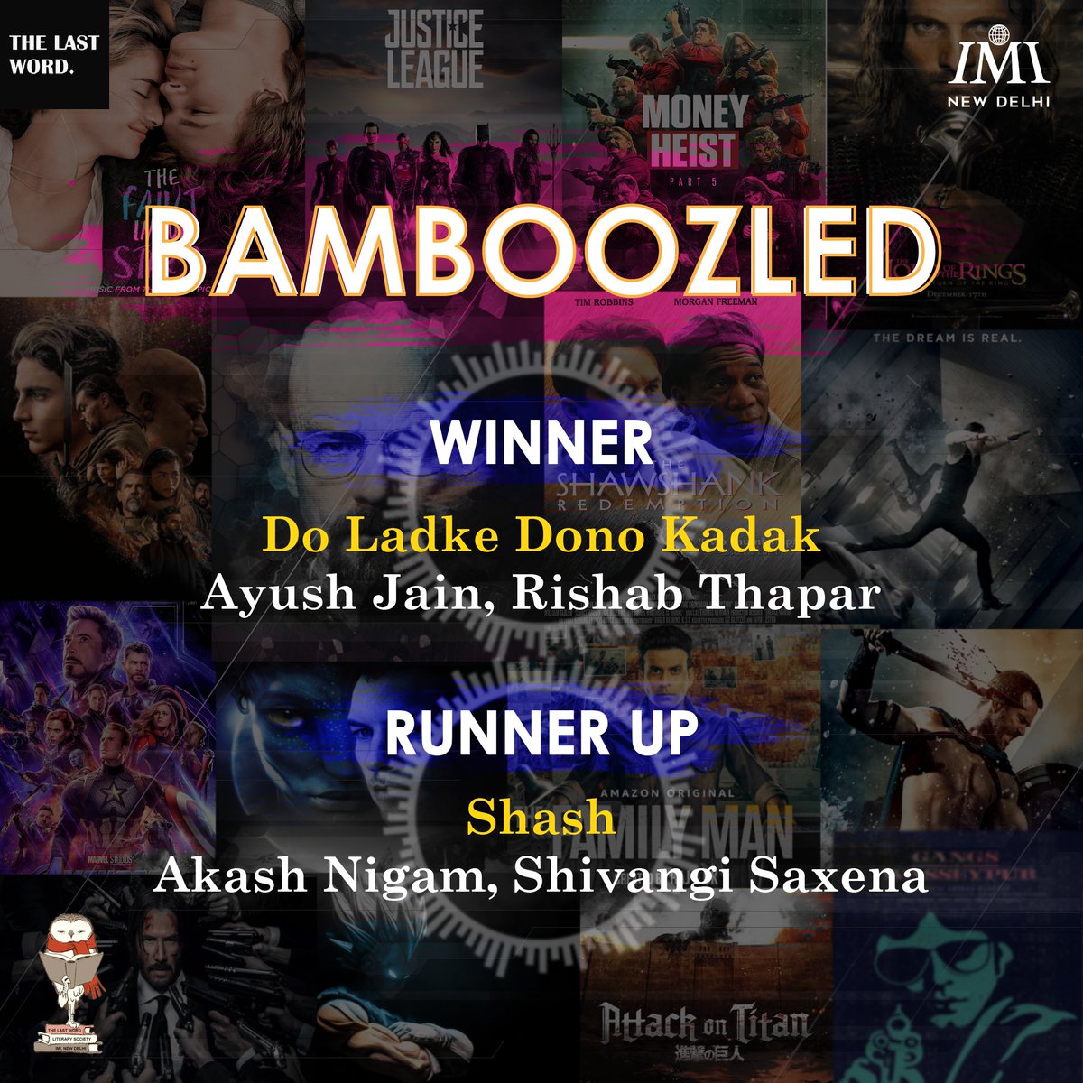 TheLastWordIMI's tweet photo. Mr. Owl extends his gratitude towards every single participant who attended BAMBOOZLED and made it an open-hearted and frolic affair.

#Bamboozled #LiteraryEvent #Literarture #BookCLub #Society #Competition #BSchool #Management #FunEvent #TheLastWord #IMINewDelhi #LifeAtIMI https://t.co/tyJQTWXe2C