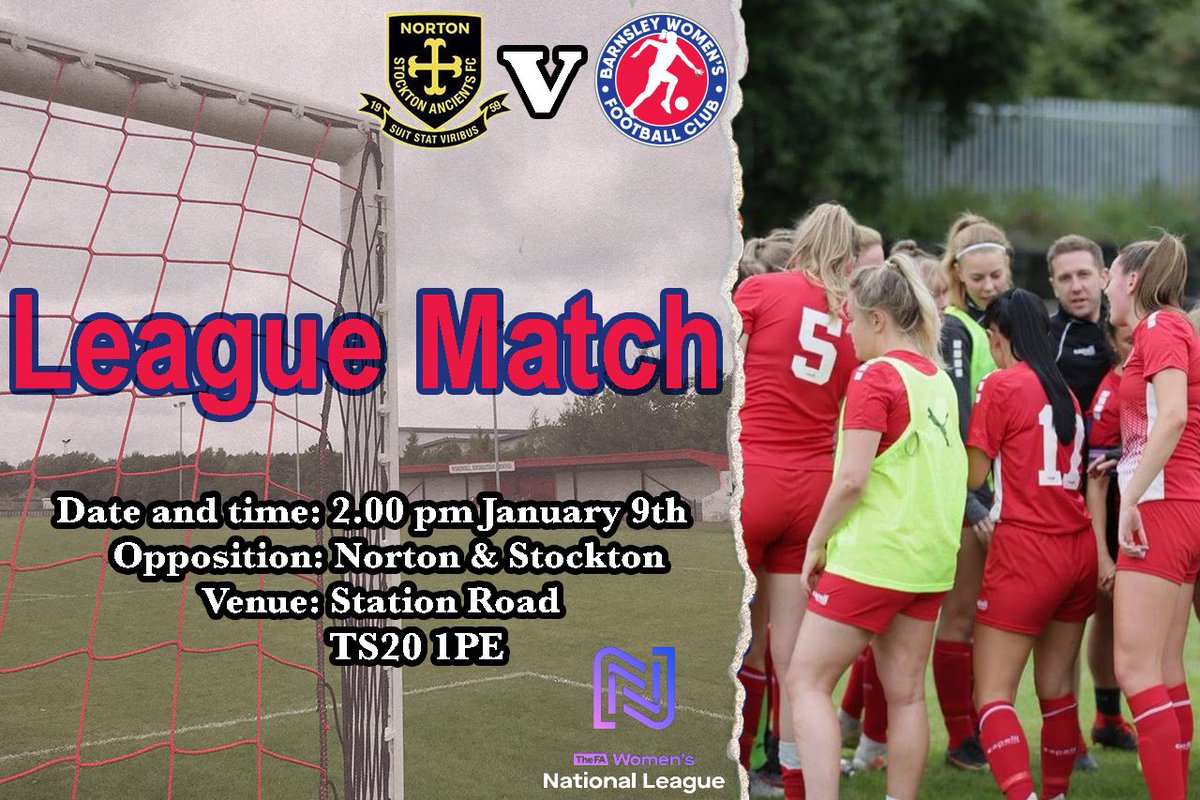 BarnsleyWFC's tweet photo. 🗓 Fixture News ⚽️ 

Our first fixture of 2022 is an away league match against @NortonLadies this Sunday at 2pm

Please come and show your support https://t.co/i4lLedhfju