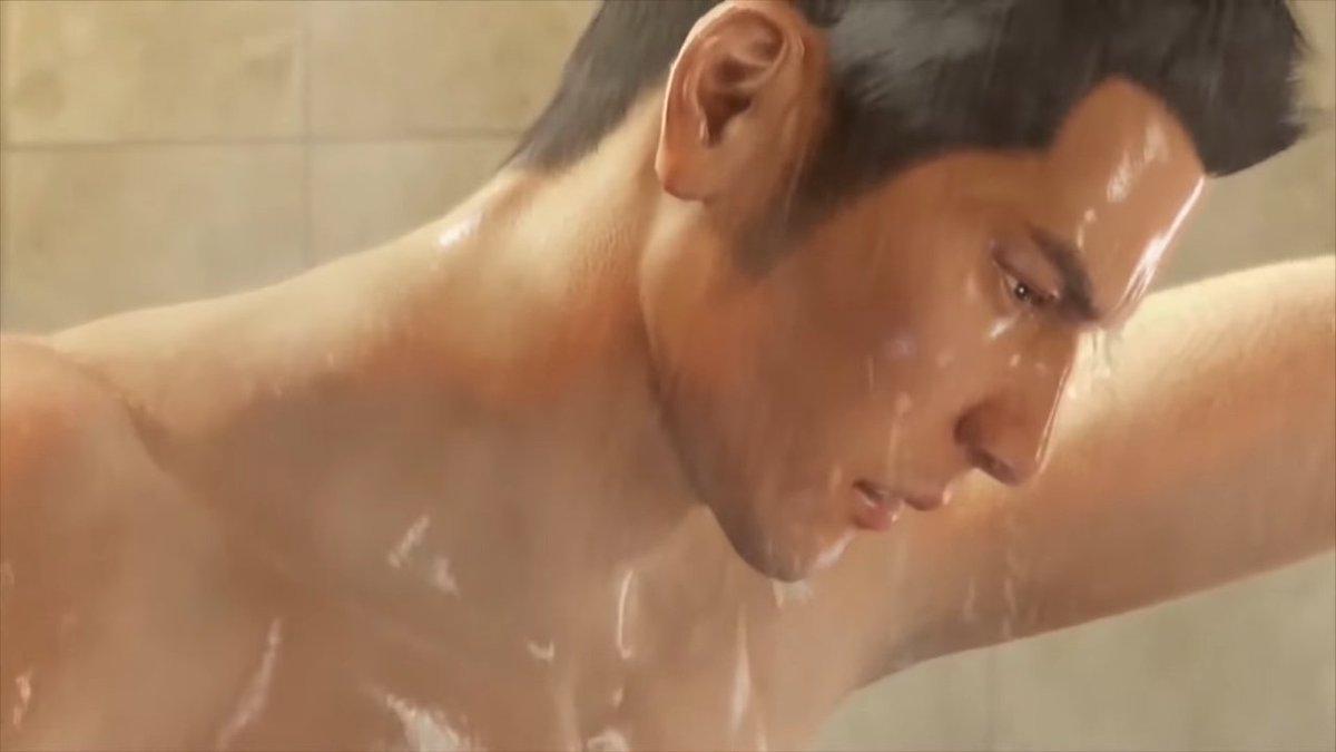 Yakuza figures in a steamy shower scene