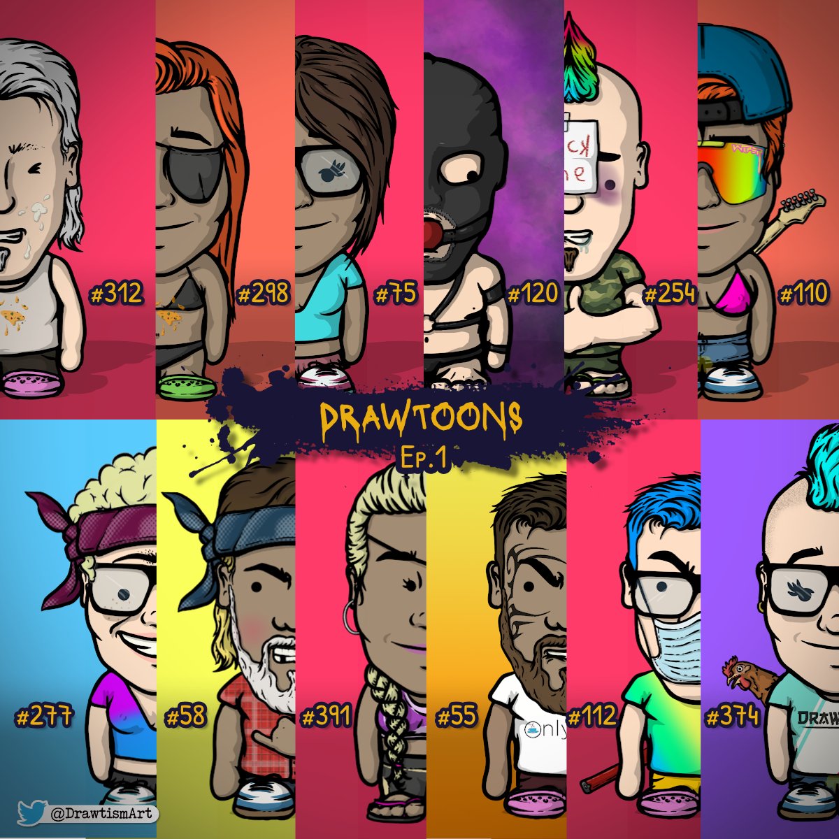 DrawtismArt's tweet photo. The #Drawtoons Ep.1 cast have been randomly selected for featuring in the #nft #animation series! 🚀
are you holding any of these numbers..? 👀
More characters/voice actors may be needed, keep eyes peeled for competitions and #giveaways to feature in Ep.1 also! 🎉 https://t.co/fs2scS8qYD