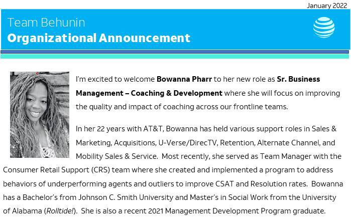 2022 is off to a Phenomenal start! Promotion on deck! Excited for the opportunity to contribute &amp; be a part of #TeamAwesome as we collaborate to uphold the pillars of AT&amp;T. #LifeAtATT #2021MDPLife @MDP_ALUM_LIFE <a href="/FAYCallCenter/">Team Fayetteville</a> <a href="/CharlotteUverse/">Uverse Char-Lit 🔥</a> #BPhenomenal #BHive #TeamBehunin