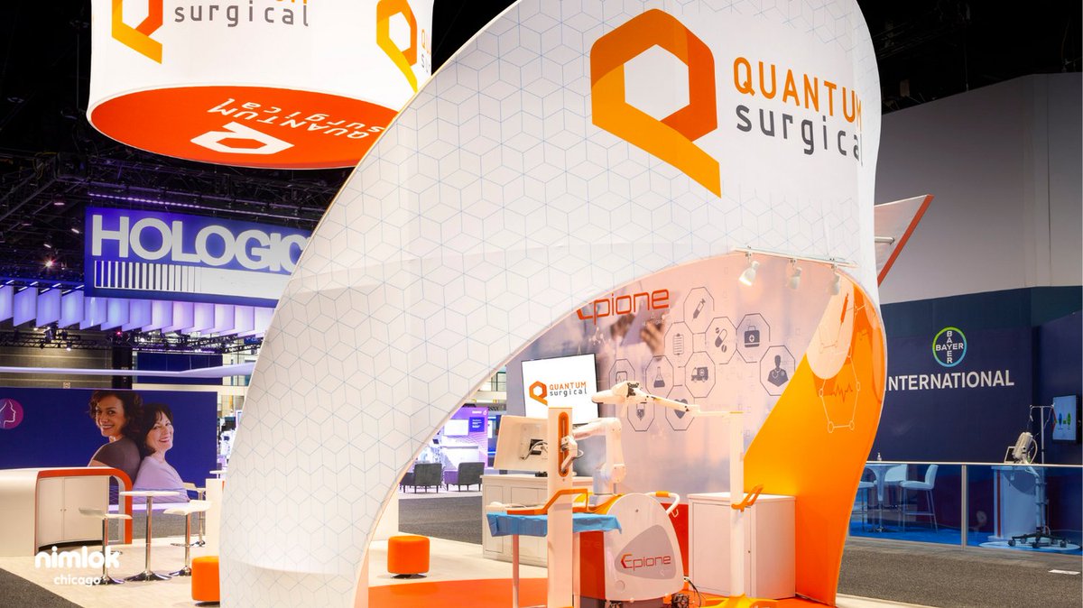 NimlokChicago's tweet photo. Check out the curves on this 20x40 custom fabric structure with overhead hanging sign  from #RSNA21! #brandingdesign #marketing #customexhibits #graphicdesign https://t.co/sUMgiikaqE