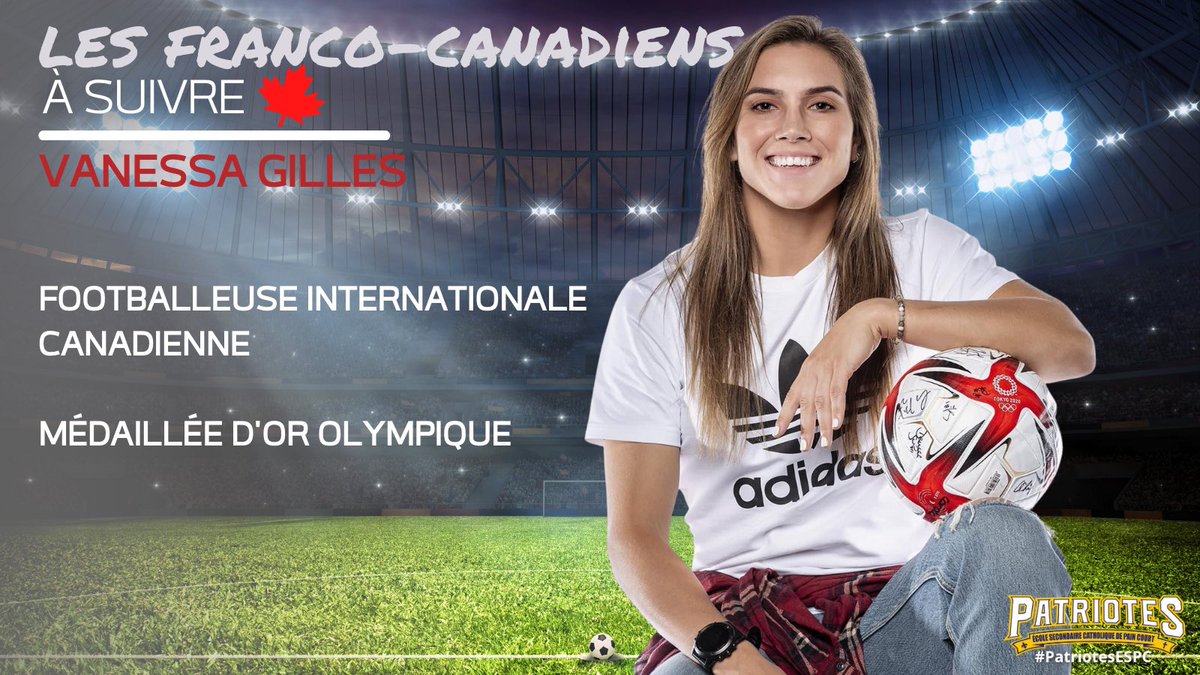 ESCPainCourt's tweet photo. Vanessa Gille est footballeuse (soccer) internationale canadienne qui joue actuellement en tant que défenseur à Angle City au États-Unis. Médaillées de bronze à Londres en 2012 et Rio en 2016 ainsi que la médaille d'or à Tokyo en 2021, une vraie franco-ontarienne talentueuse. https://t.co/n4T9FfVyjc