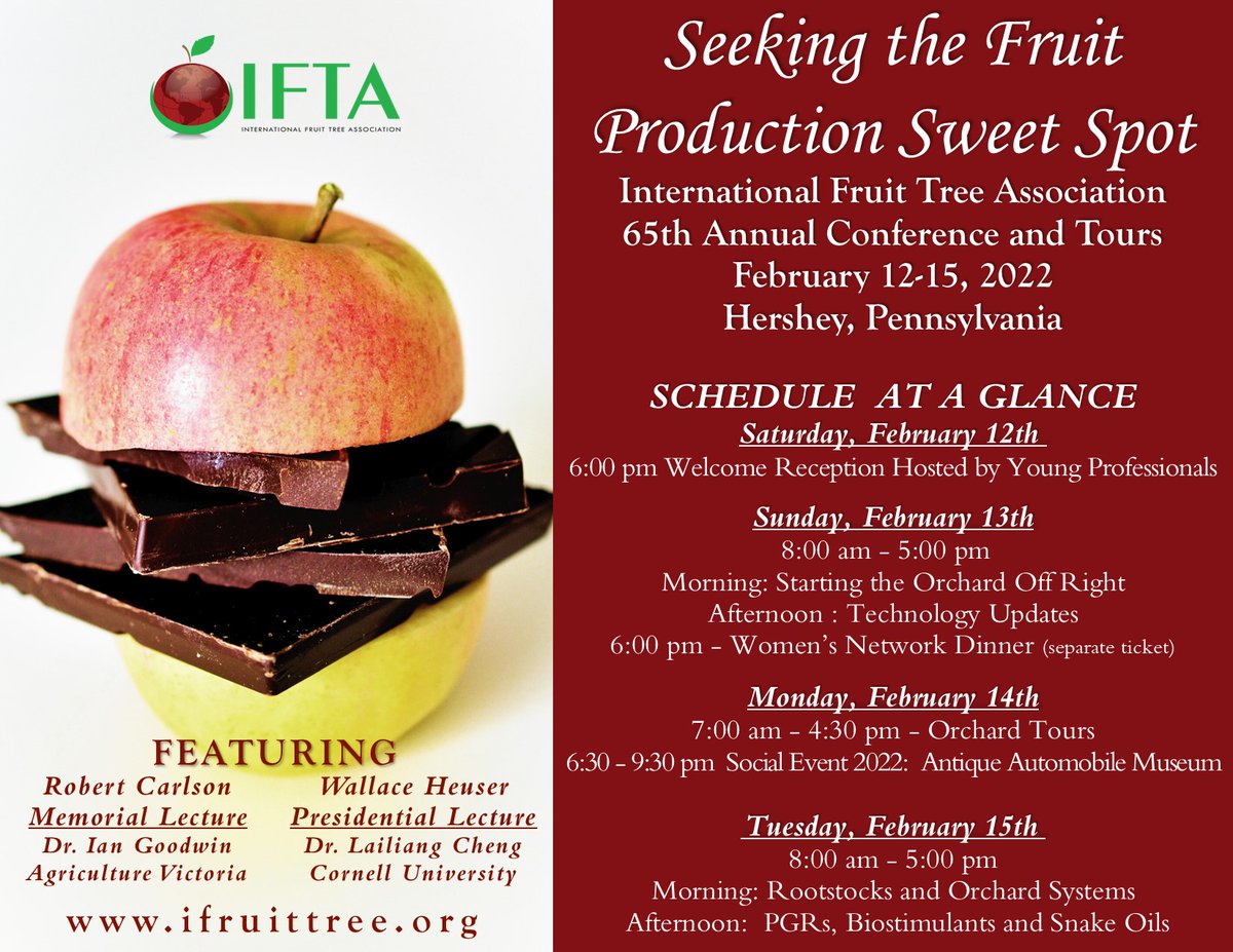 Two days of valuable presentations, one full day of orchard tours, social activities, and opportunities to network with other fruit tree growers, all IN PERSON!!! Early bird pricing ends January 21st so get your tickets now  - you don't want to miss out! ifruittree.org/.../ifta-2022-…