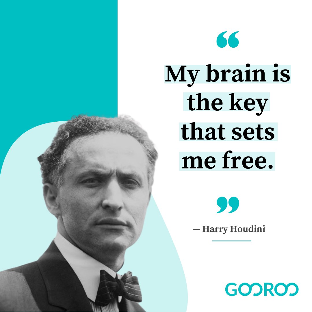Set your brain 🧠 free with a FREE 14-day trial to Gooroo Clubs!

#GoorooClubs #Quote #HarryHoudini #Houdini #Magician #LifelongLearners #Extracurriculars #AfterSchoolActivities #FreeTrial