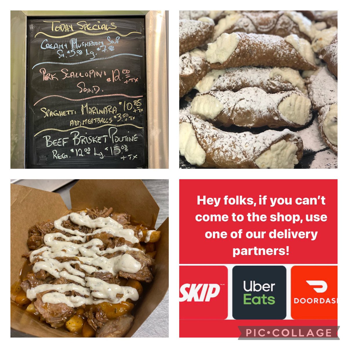 Hello beautiful people! Today’s specials are Creamy Mushroom Soup and our Pork Scallopini Sandwich, Panfried Pork Loin, Smothered in our Mushroom Sauce, Cheese, Oven Baked, Tomatoes and Lettuce. Delicious Poutines, Pasta and Desserts, Enjoy!! <a href="/dylanblackradio/">Dylan Black</a> <a href="/OttawaCancer/">The Ottawa Cancer Foundation</a>