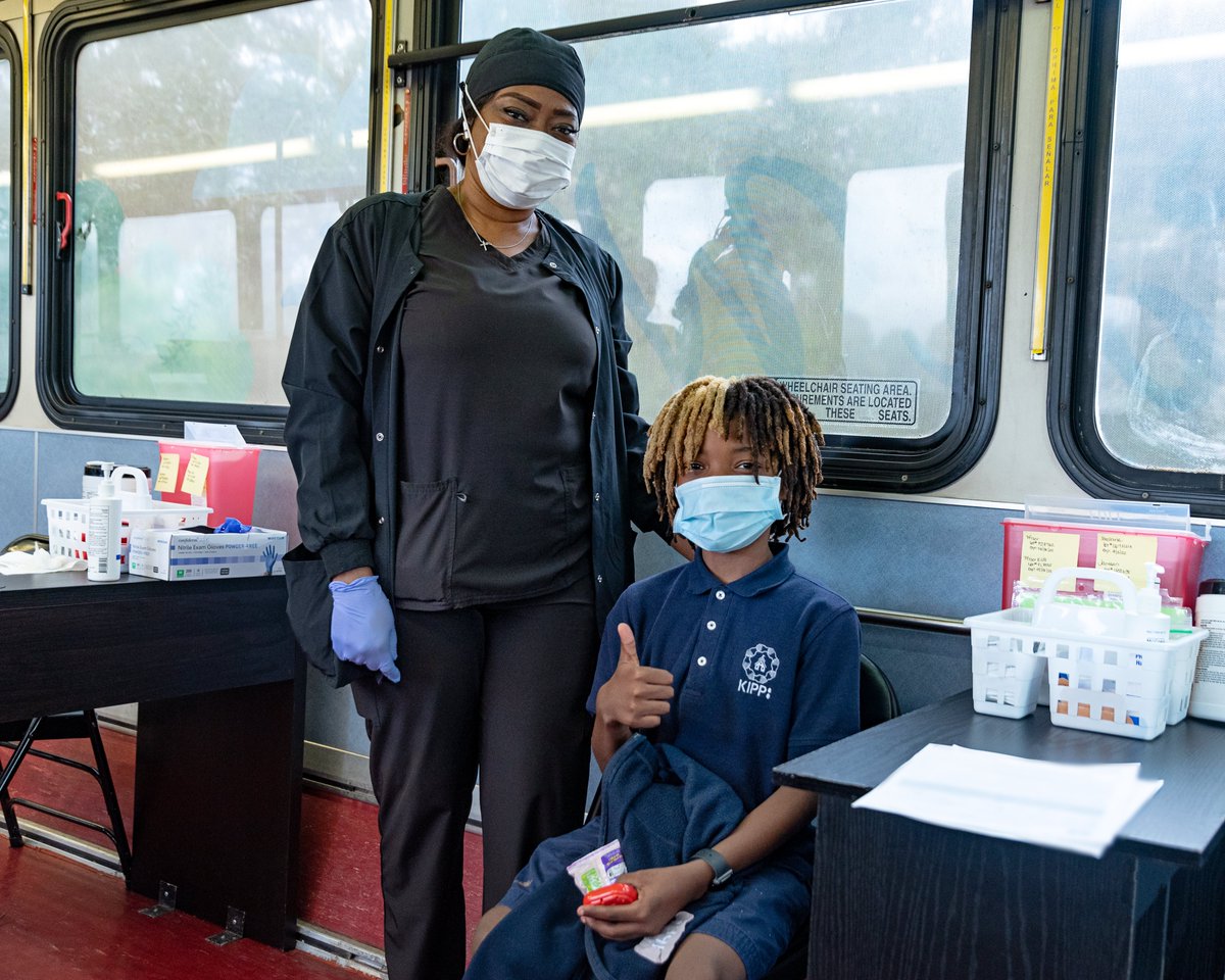 JTAFLA's tweet photo. The Wellness on Wheels team was at the @KIPPJax Impact Academy on Wednesday with @AgapehealthJax to provide students, faculty and the public access to #COVID19 vaccines and booster shots.
#VaxTransit https://t.co/HkS2pGBpQx
