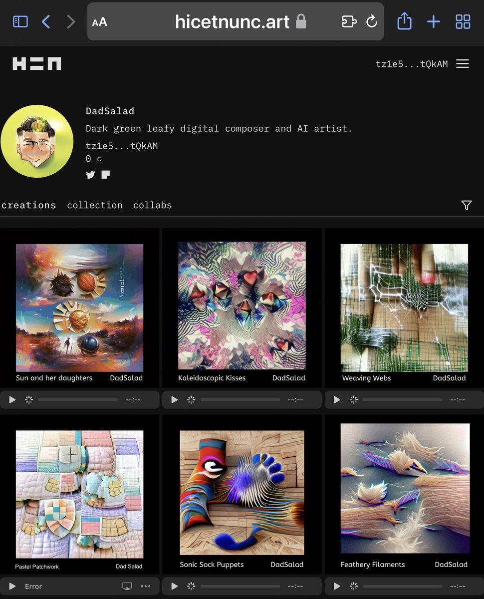 Ive listed several of my pieces of #nftmusic at a range of prices. #aimusic #generativenft #musicnft

hicetnunc.art/DadSalad