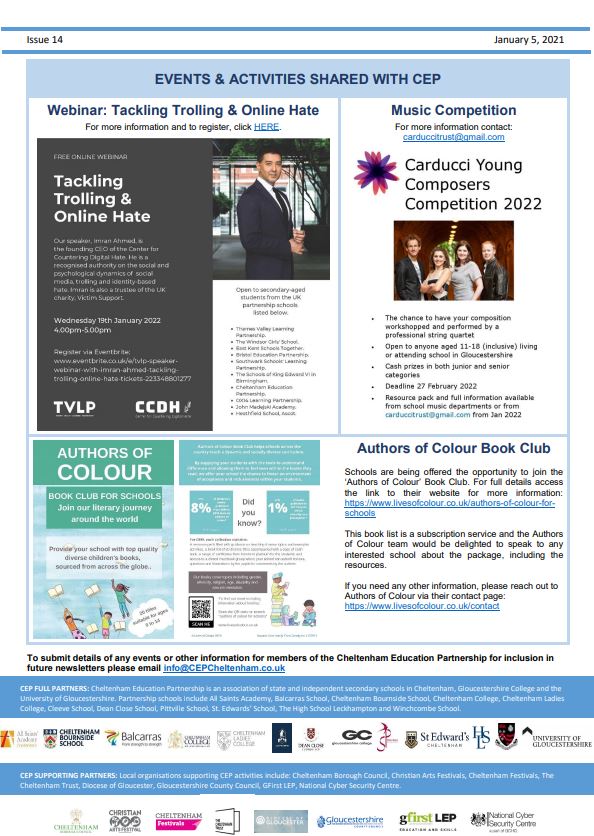 Cheltenham Education Partnership (@cheltedupart) on Twitter photo Catch-up on the latest CEP news & events through our monthly newsletters here: cepcheltenham.ovw9.devwebsite.co.uk/news/?pid=3&niā¦
<a href="/asachelt/">All Saints' Academy</a> <a href="/balcarras/">Balcarras School</a> <a href="/bournsideschool/">Cheltenham Bournside School Trips & Visits</a> <a href="/CheltCollege/">Cheltenham College</a> <a href="/cheltladiescoll/">Cheltenham Ladies' College</a> <a href="/Cleeve_School/">Cleeve School</a> <a href="/DeanCloseSchool/">Dean Close School</a> <a href="/PittvilleSchool/">Pittville School</a> <a href="/Gloscol/">Gloucestershire College</a> <a href="/StEdwardsChelt/">St Edward's Senior & Sixth Form</a> <a href="/WinchSchool/">Winchcombe School</a>
<a href="/UoGEducation/">Uni of Glos Education</a> Catch-up on the latest CEP news & events through our monthly newsletters here: cepcheltenham.ovw9.devwebsite.co.uk/news/?pid=3&niā¦
<a href="/asachelt/">All Saints' Academy</a> <a href="/balcarras/">Balcarras School</a> <a href="/bournsideschool/">Cheltenham Bournside School Trips & Visits</a> <a href="/CheltCollege/">Cheltenham College</a> <a href="/cheltladiescoll/">Cheltenham Ladies' College</a> <a href="/Cleeve_School/">Cleeve School</a> <a href="/DeanCloseSchool/">Dean Close School</a> <a href="/PittvilleSchool/">Pittville School</a> <a href="/Gloscol/">Gloucestershire College</a> <a href="/StEdwardsChelt/">St Edward's Senior & Sixth Form</a> <a href="/WinchSchool/">Winchcombe School</a>
<a href="/UoGEducation/">Uni of Glos Education</a>