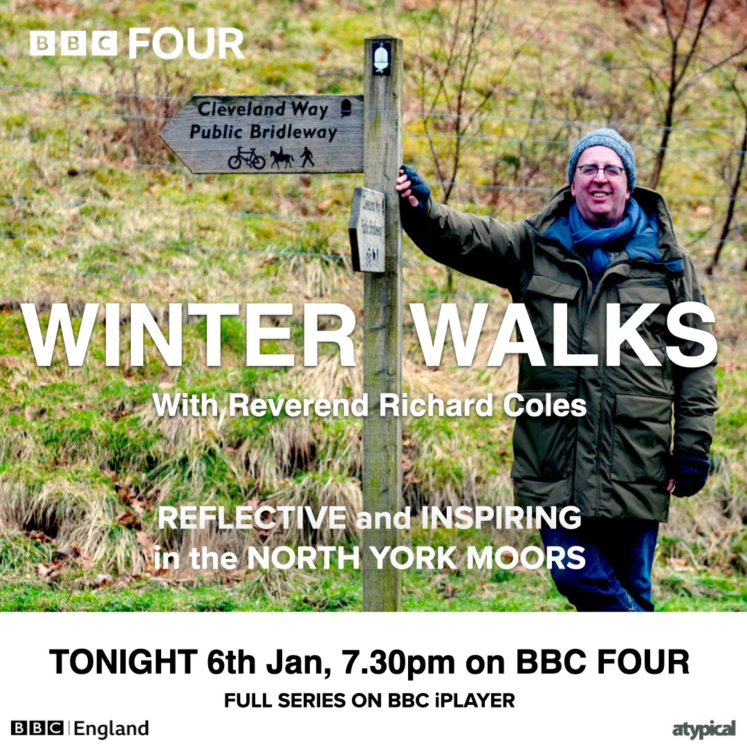 #WinterWalks is back on the TV tonight! ❄ Rev. Richard Coles walks the trail from Sutton Bank to Rievaulx Abbey finding inspiration in the sights and sounds of his walk. 📺 BBC Four, 7.30pm 🔁Or catch up on iPlayer later! bbc.co.uk/programmes/m00…