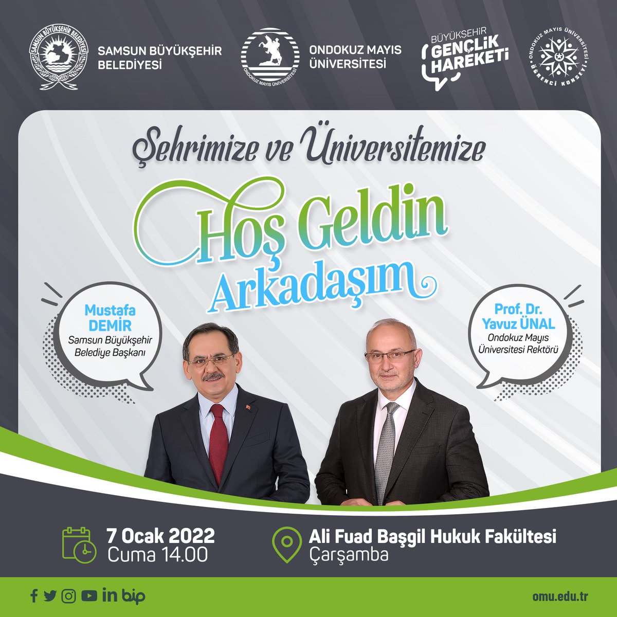 "HOŞGELDİN ARKADAŞIM" programımız,Büyükşehir Belediye Başkanımız Mustafa Demir ve Sayın Rektörümüz Prof.Dr.Yavuz Ünal'ın katılımı ile Ali Fuad Başgil Hukuk Fakültesi'nde.

📆07.01.2022
⏲️14.00

Tüm öğrenci arkadaşlarımız davetlidir.
