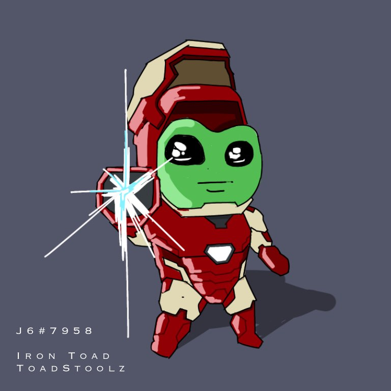0xSwoop's tweet photo. I'm not really good a Pixel Art. But hopefully you guys appreciate my drawing of IRON TOAD 🐸🐸

#ToadzTogetherStrong #Croak 

@toadstoolzNFT https://t.co/ksBzX2Vbq7