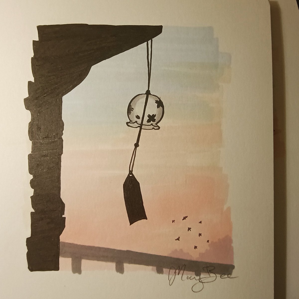 WhereTheyMayBe's tweet photo. A peaceful summer evening, as the wind plays the music we listen to #sketch #windchime #summer #illustration https://t.co/WW67BxZm1Z