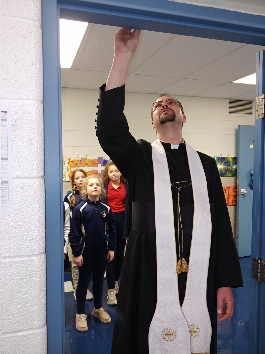 SaintsICS's tweet photo. Epiphany Blessing at ICS today. Fr. Gase stopped by this morning to chalk our doors to celebrate the arrival of the Magi.
20+C+M+B+22 https://t.co/0zo1aE4tty