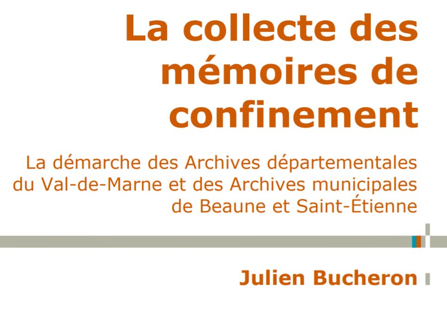 ArchivesT12GOSB's tweet photo. #VendrediLecture 📚

Ce matin on s’intéresse au mémoire de Julien Bucheron "La collecte des mémoires de #confinement : la démarche des @Archives_94 et des @ArchivesBeaune et @saint_etienne_".
Passionnant ! 👏 😀 👏

@MagalieMoysan @UnivAngers
👉 https://t.co/kMGpkOTXgu https://t.co/eM23JX9BCw