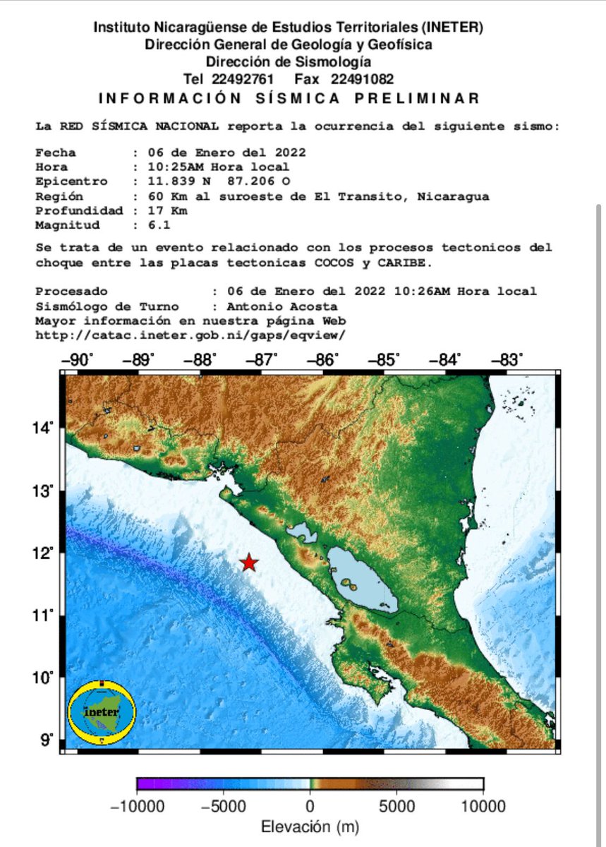 SuenosdeSandino's tweet photo. Sismo de 6.1 sacude el pacífico nicaragüense #Nicaragua https://t.co/W1OhluqP4l