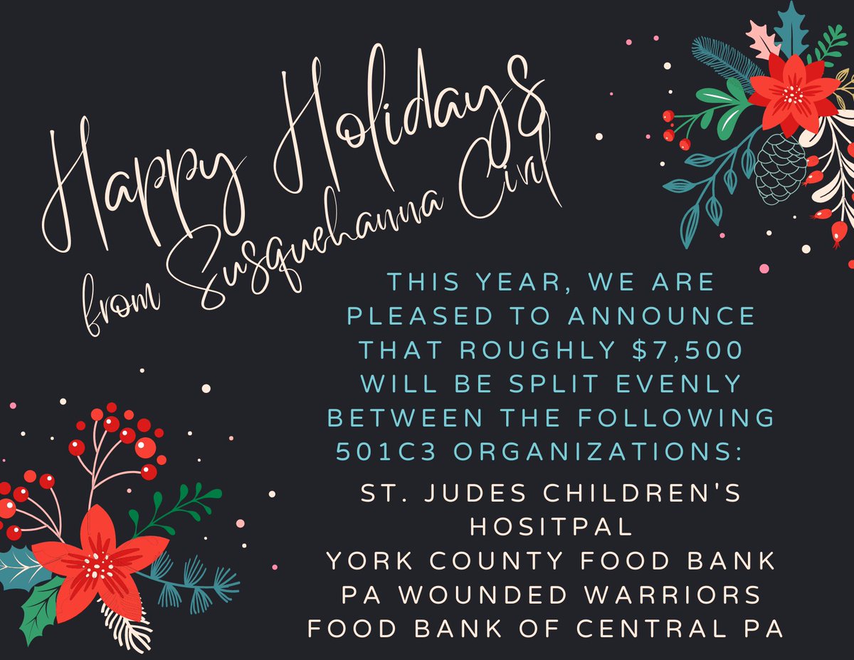 Our generous employees have donated throughout the year to our Benevolence Fund and we are pleased to be able to contribute to the following 501c3s!