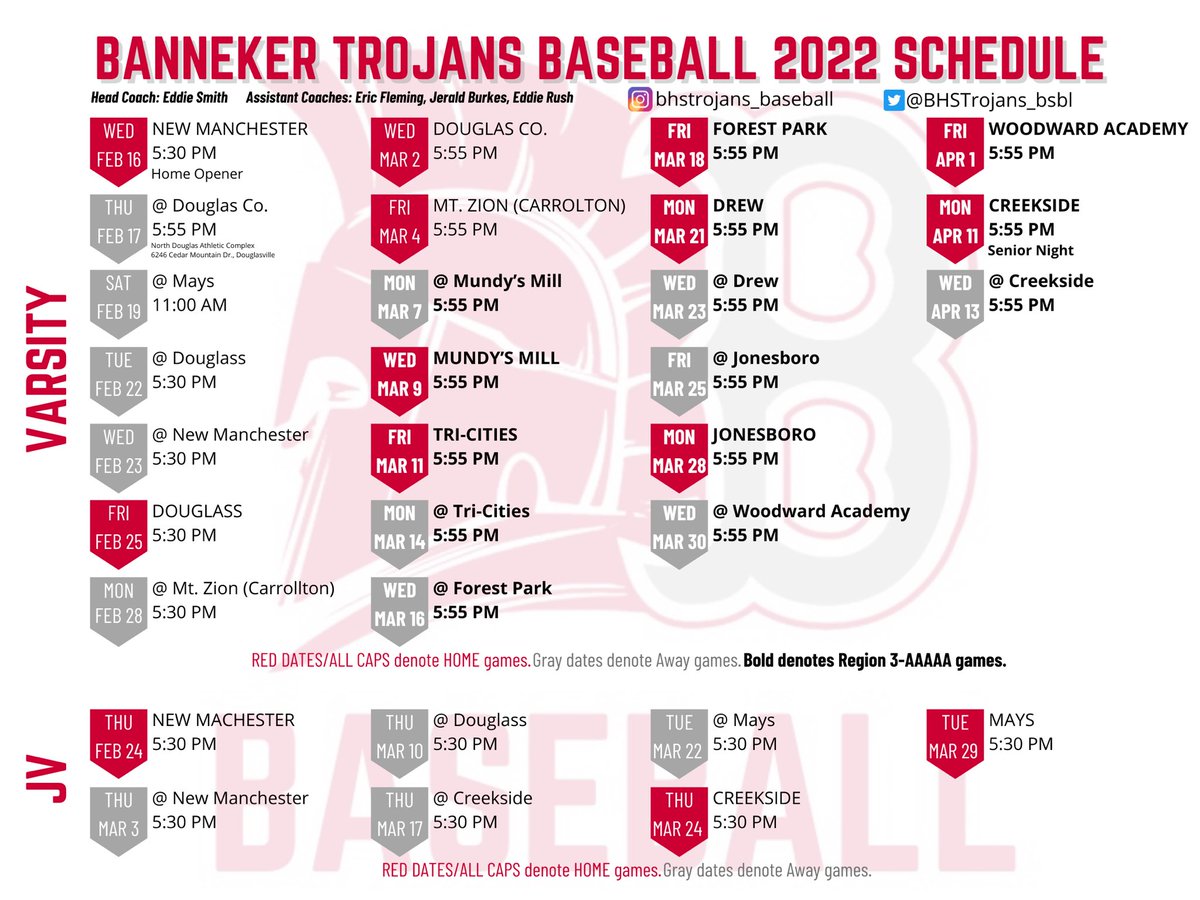 Banneker Trojans Baseball 2022 Schedule! #Baseballseason