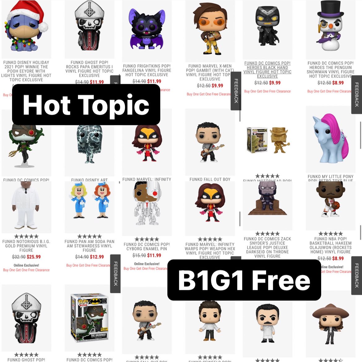 Hot Topic is running a B1G1 Free sale on their clearance items, includes 14 of their exclusives and more ~
Linky ~ bit.ly/3n1phLG
#Ad #FPN #FunkoPOPNews #Funko #POP #POPVinyl #FunkoPOP #FunkoSoda