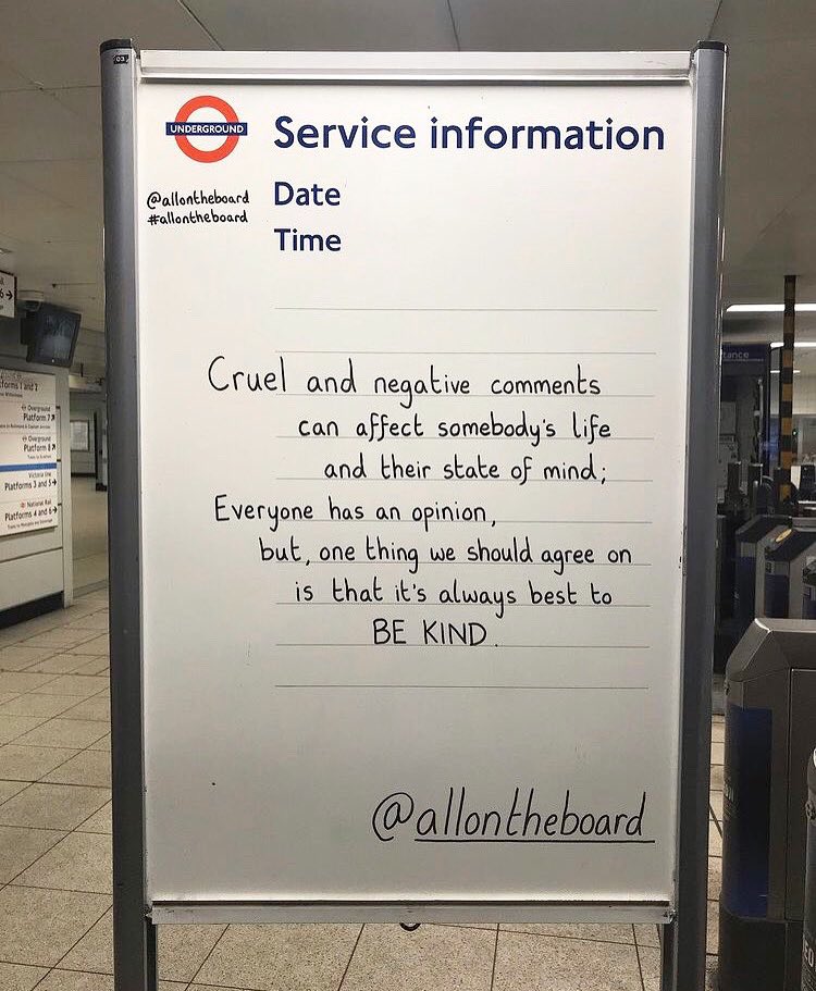 allontheboard's tweet image. Nobody knows what is going through somebody else’s mind and how words can affect them. 
We need to be kind to each other.