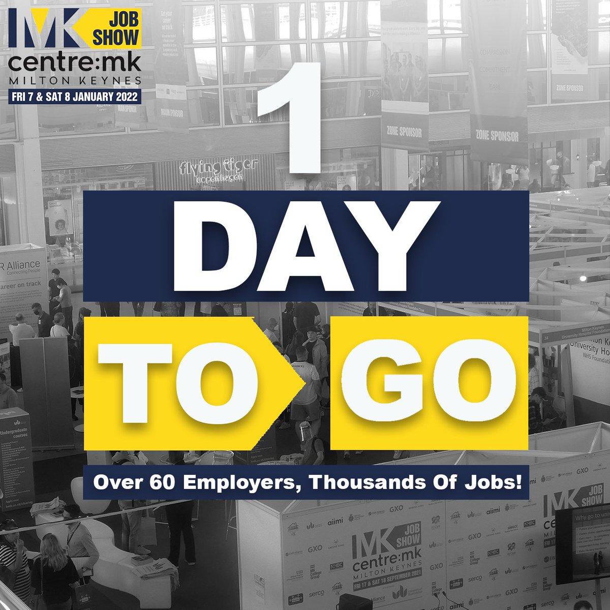 Only 1 day to go until the regions BIGGEST recruitment event is back!

- Over 60 amazing exhibitors 
- Thousand of jobs available
- FREE to attend!

Don't miss out on the chance to kickstart your new career NOW!