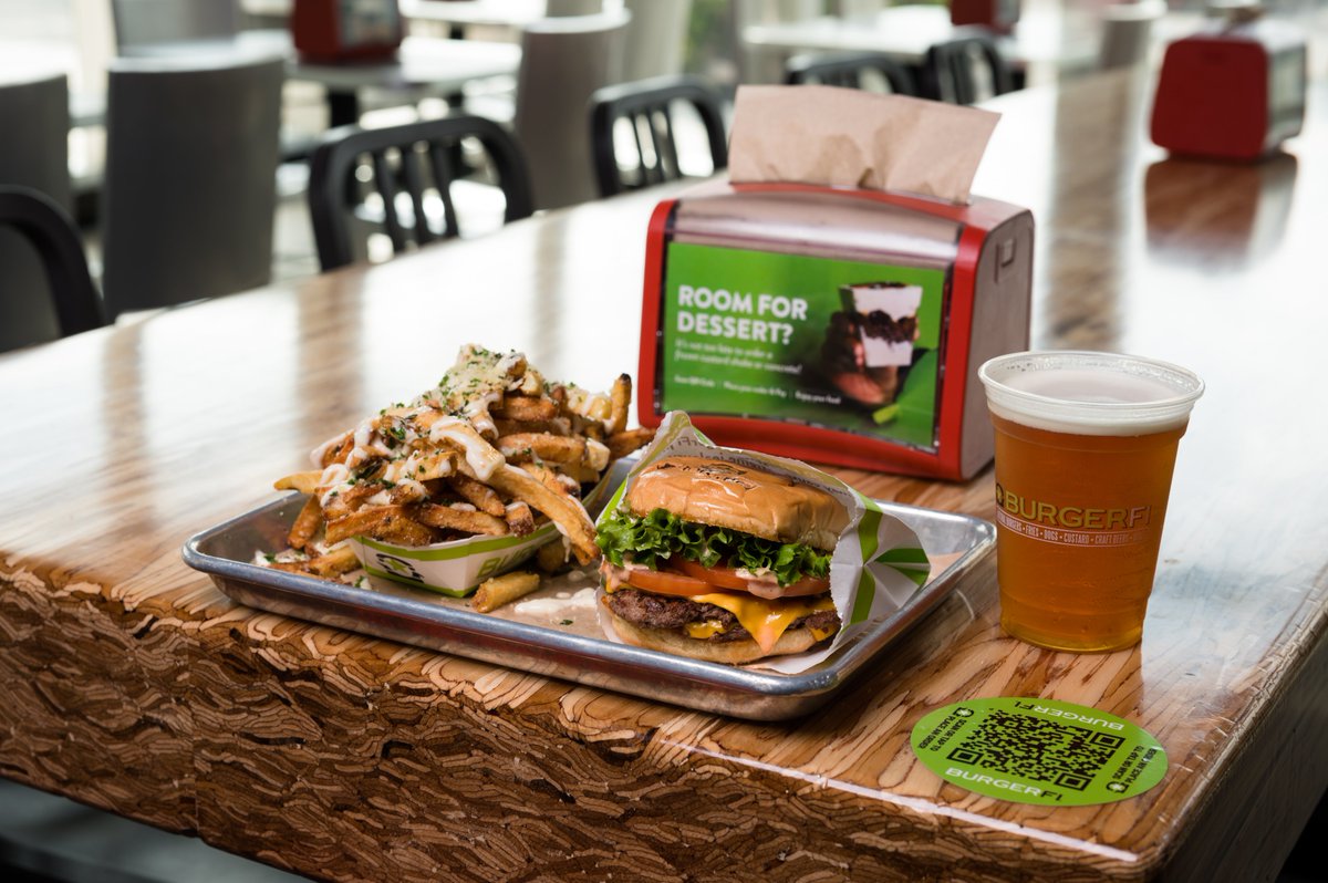 BurgerFi's tweet photo. We're testing a #QRcode table ordering option to optimize your #BurgerFi experience. Order your #FiFavorites straight from the table! Visit our #BocaPointe location to try it out!🍔 https://t.co/w5TP7jcWtq