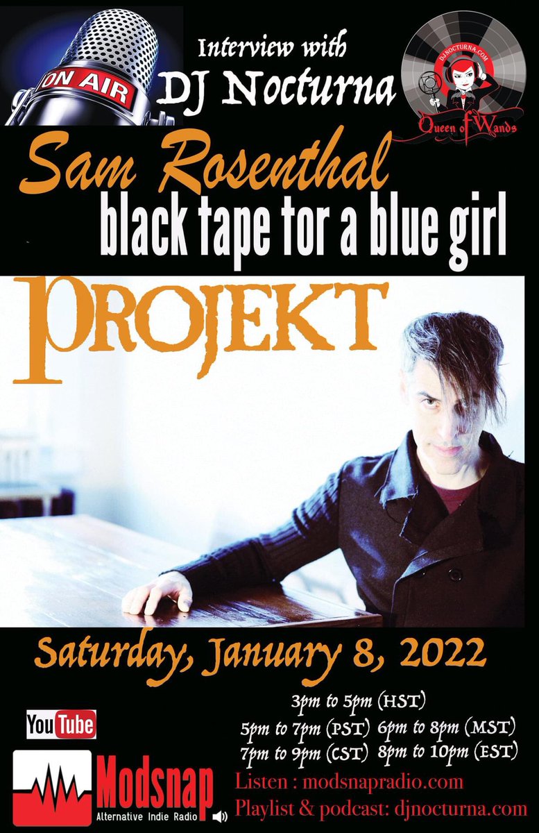 djnocturna's tweet photo. Interview #SamRosenthal founder of the legendary #ProjektRecords #BlackTapeforABlueGirl @modsnapradio #ModsnapRadio #DJNocturna
https://t.co/yaUnmme3Kc
3pm HST| 5pm PS |6pm MST |
7pm CST | 8pm EST
https://t.co/zYjp6hOuA1
@utmmusicgroup
@BlackTapeSam @ProjektRecords https://t.co/EQkX7HnjdT