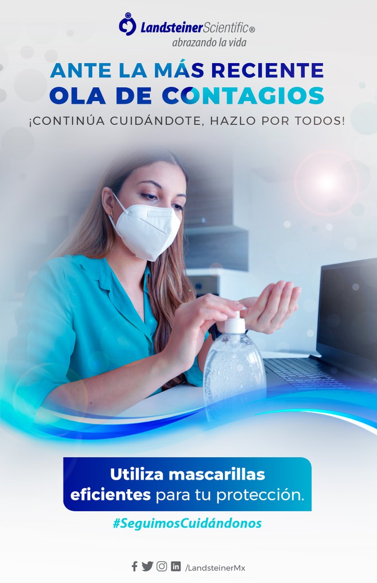 Ante la nueva ola de contagios, continúa con las medidas necesarias para protegerte en tu lugar de trabajo y en los espacios públicos. Utiliza mascarillas eficientes para protegerte adecuadamente y continúa con el uso de gel antibacterial.
#LandsteinerMx #AbrazandoLaVida